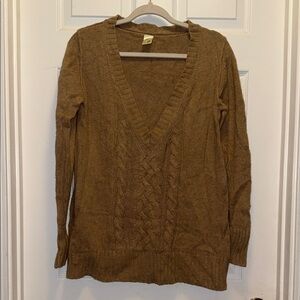 Old Navy V-Neck Cable Knit Sweater in Brown